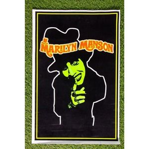 Marilyn Manson Top Hat Flocked Poster Black Light Rare 1996 Scorpio NOS #1694